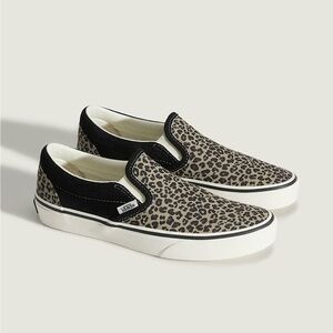 Vans Black and Leopard Slip-On Shoes